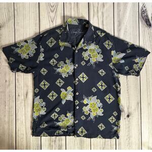 Tommy Bahama Sz L 100% Silk Hawaiian Button Up Shirt Vacation Golf Top